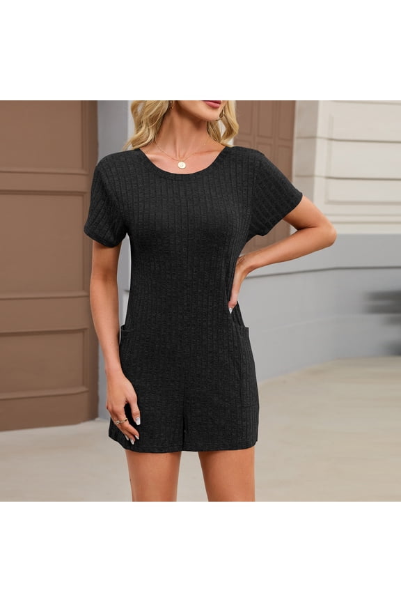 Women Summer V-Neck Shorts Jumpsuit One Piece Bodysuit Pajama Sleeveless Bodycon Rompers Overall