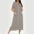 thumbnail image 1 of Censtreet Women Zipper Robe Short Sleeves Loungewear Dress Full Length Sleepwear Pockets Housecoat Nightgown Long Bathrobe S-XXL, 1 of 7