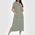 thumbnail image 1 of Censtreet Women Zipper Robe Short Sleeves Loungewear Dress Full Length Sleepwear Pockets Housecoat Nightgown Long Bathrobe S-XXL, 1 of 7