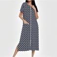 thumbnail image 1 of Censtreet Women Zipper Robe Short Sleeves Loungewear Dress Full Length Sleepwear Pockets Housecoat Nightgown Long Bathrobe S-XXL, 1 of 7