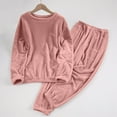 thumbnail image 1 of Censtreet Women's 2 Piece Outfits Fuzzy Fleece Pajama Set Long Sleeve Top Wide Leg Pants Loungewear, 1 of 6