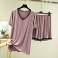 thumbnail image 1 of Censtreet Women's 2 Piece Pajama Sets Short Sleeve Lounge Sets Soft Round Neck Top and Shorts Sleepwear, 1 of 6