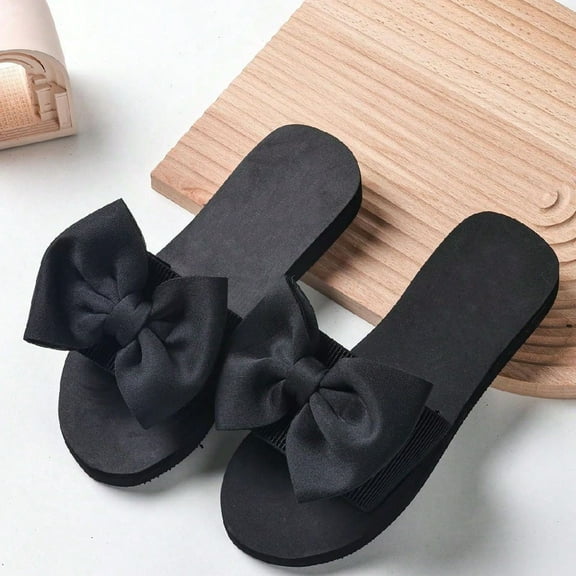 Censtreet Women's Bow Flat Sandals Dressy Open Toe Sandals Comfortable Slip On Slide Sandals