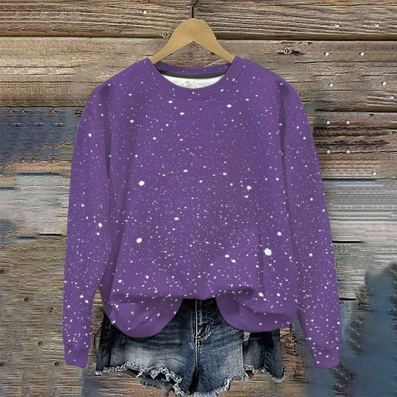 Censtreet Women's Casual Long Sleeve Color Block/Solid Tops Crewneck Sweatshirts Cute Loose Fit Pullover