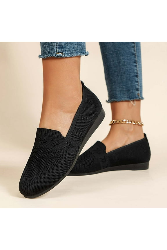 Women's Flat Ballet Shoes Knit Flat Shoes for Women Round Toe Slip on Women Flats for Dressy Casual Office Work Wedding Comfort Soft