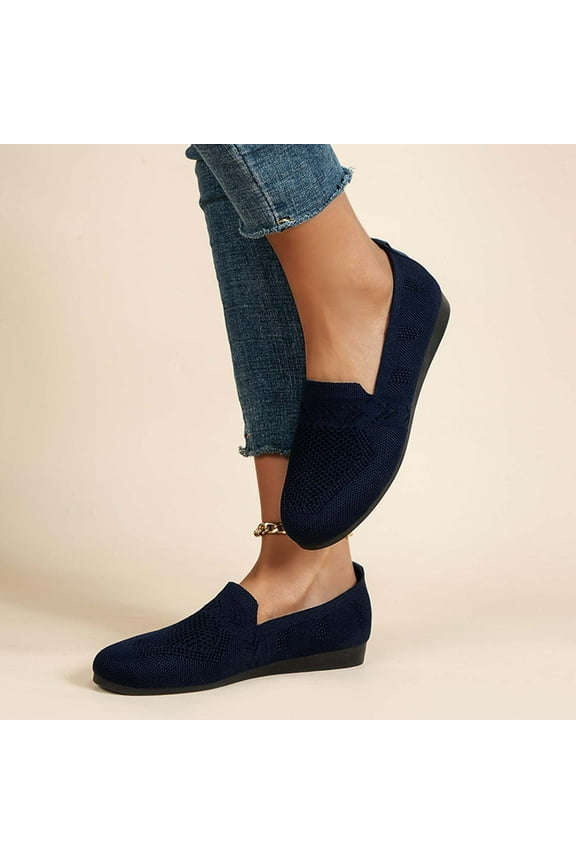 Women's Flat Ballet Shoes Knit Flat Shoes for Women Round Toe Slip on Women Flats for Dressy Casual Office Work Wedding Comfort Soft