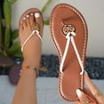 thumbnail image 1 of Censtreet Women's Flat Sandals Fashion Slides With Soft Leather Slippers for Summer, 1 of 4