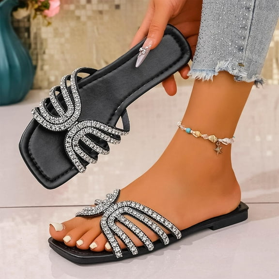 Censtreet Women's Flat Sandals Fashion Slides With Soft Leather Slippers for Summer