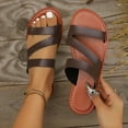 thumbnail image 1 of Censtreet Women's Flat Sandals Fashion Slides With Soft Leather Slippers for Summer, 1 of 8
