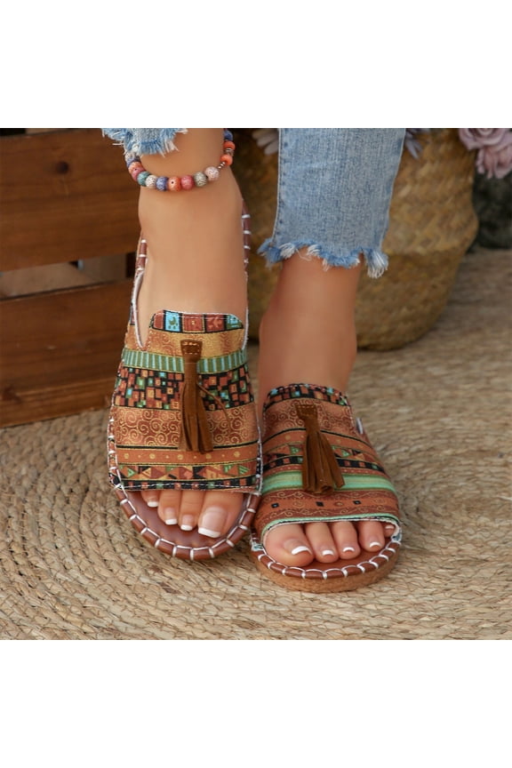 Women's Flat Sandals Fashion Slides With Soft Leather Slippers for Summer