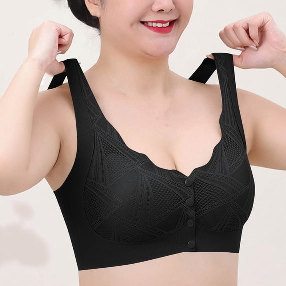 Censtreet Women's Front Closure Bras Posture Full Coverage Plus Size Embroidery Underwire Unlined Bra