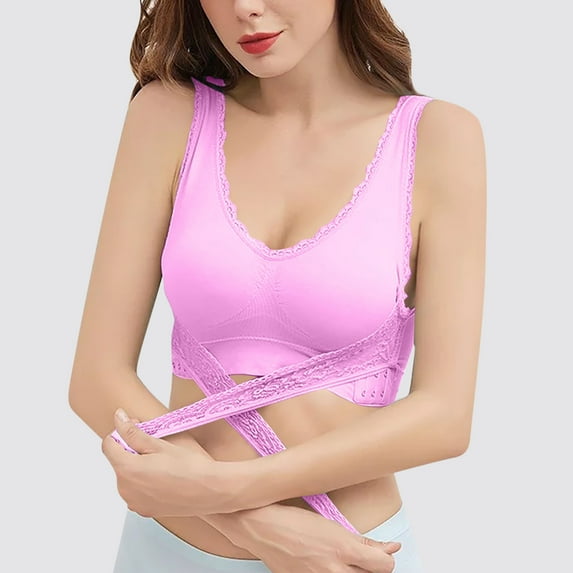 Censtreet Women's Front Closure Bras Posture Full Coverage Plus Size Underwire Unlined Back Support Seamless Bra