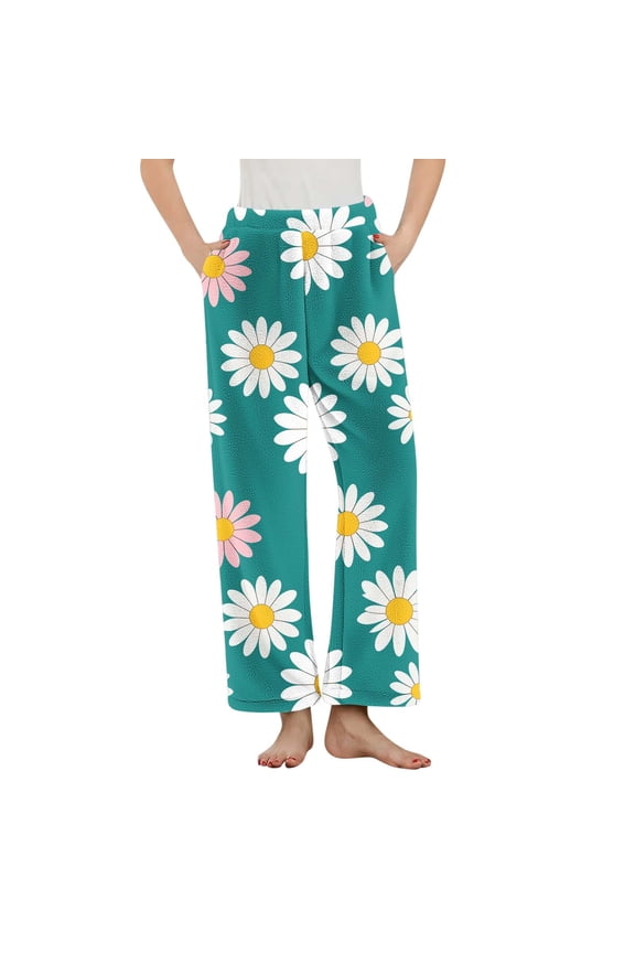 Women's Fuzzy Flannel Pajama Pants Warm Cozy Pj Bottoms Winter Lounge Pants Sleepwear Plaid Striped Polka Dots Multiple Styles