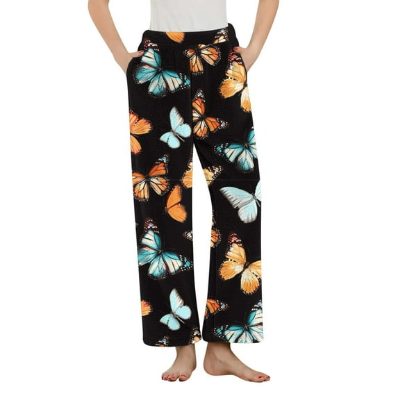 Censtreet Women's Fuzzy Flannel Pajama Pants Warm Cozy Pj Bottoms Winter Lounge Pants Sleepwear Plaid Striped Polka Dots Multiple Styles