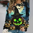 thumbnail image 1 of Censtreet Women's Halloween Figure Graphic Print Sweatshirt Round Neck Long Sleeve Contrast Color Graffiti Pullovers, 1 of 6