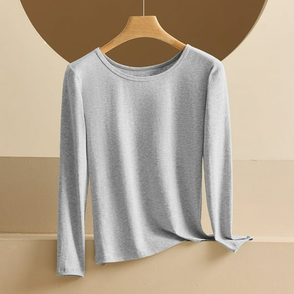 Censtreet Women's Long Sleeve Top, Fall Basic Cotton Thermal Shirt, Slim Fit Undershirt, Comfortable Base Layer