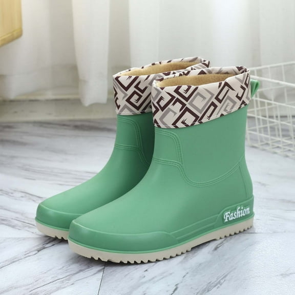 Censtreet Women's Mid Calf Rain Boots Waterproof Fashion Garden Shoes Anti-slipping Rainboots For Women Comfortable Insole Light Rain Shoes