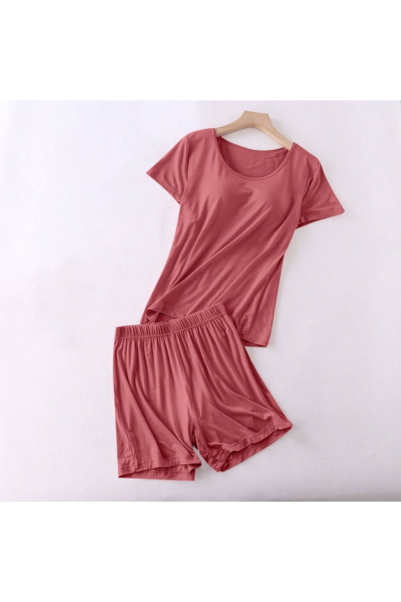 Women's Modal 2 Piece Lounge, Comfy Soft Boxy T-Shirt & Sleep Shorts Loungewear Set