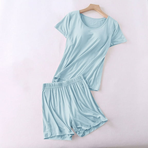 Censtreet Women's Modal 2 Piece Lounge, Comfy Soft Boxy T-Shirt & Sleep Shorts Loungewear Set