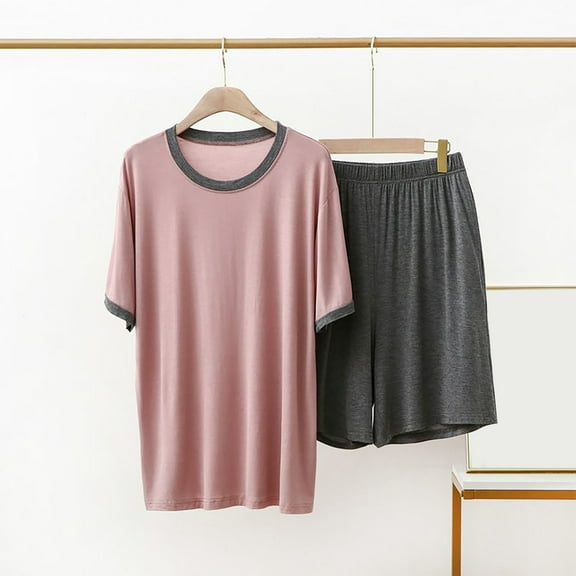 Censtreet Women's Modal 2 Piece Lounge, Comfy Soft Boxy T-Shirt & Sleep Shorts Loungewear Set