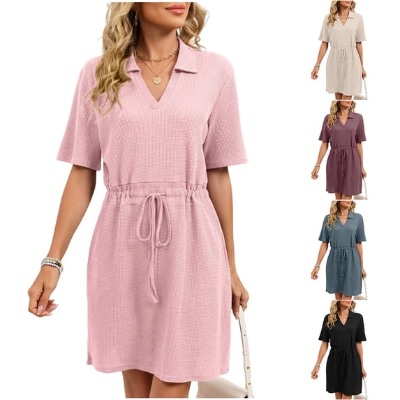 Censtreet Women's Nightgown Short Sleeve Nightshirts Comfy Soft Pajama Sleep Dress Collar Home Short Sleepshirts