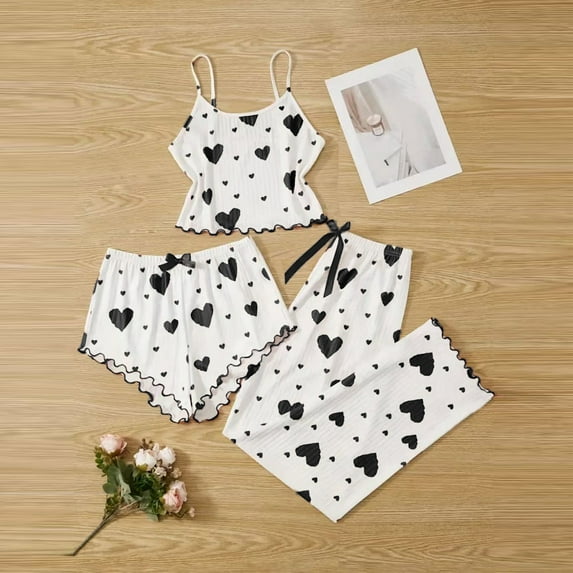 Censtreet Women's Pajama Set,2-Piece Cami and Shorts Set,Heart Sleepwear Loungewear