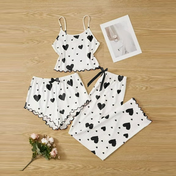 Censtreet Women's Pajama Set,2-Piece Cami and Shorts Set,Heart Sleepwear Loungewear