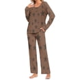 thumbnail image 1 of Censtreet Women's Pajama Set, 2 Piece Lounge Outfits Button-Down Sleepwear Long Sleeve With Pockets Ladies Pjs, 1 of 7