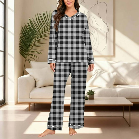 Censtreet Women's Pajama Set, 2 Piece Lounge Outfits Printed Sleepwear Fall Long Sleeve Long Pant Ladies Pjs