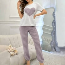 Censtreet Women's Pajama Set Printed Short Sleeve Top & Long Pants Sleepwear Pjs Sets