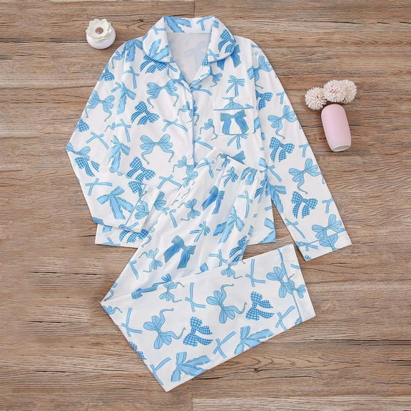 Censtreet Women's Pajama Sets Printed Long Sleeve Button Down Sleepwear Nightwear Soft Pjs Lounge Sets