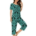 thumbnail image 1 of Censtreet Women's Pajama Sets Short Sleeve Sleepwear Round Neck Pj Loungewear Top and Capri Pants with Pockets, 1 of 5