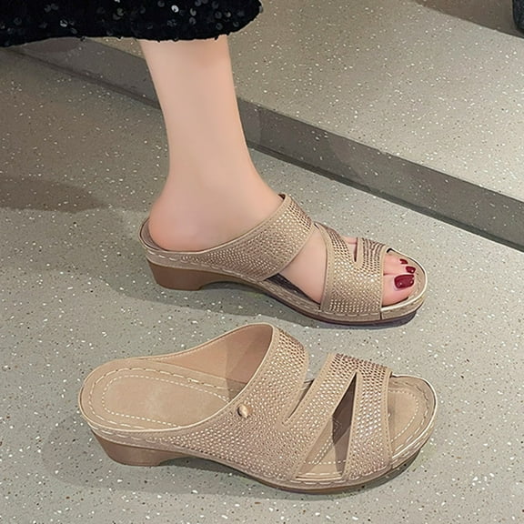 Censtreet Women’s Flat Trendy Dressy Womans Summer Wedge Sandals with Comfortable Flatform Arch Support Walking Outdoor