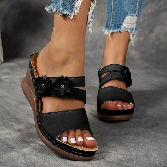 Censtreet Women’s Flat Trendy Dressy Womans Summer Wedge Sandals with Comfortable Flatform Arch Support Walking Outdoor