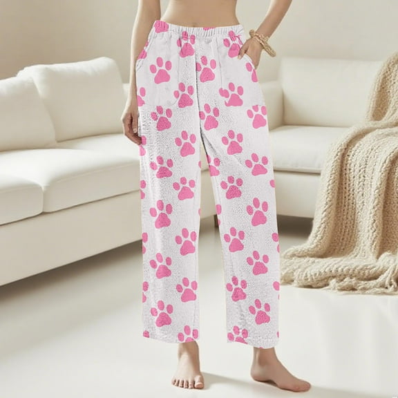 Censtreet Women's Plush Fuzzy Pajama Pants Winter Warm Cozy Pj Bottoms Lounge Pants Fleece Sweatpants Fluffy Sleepwear