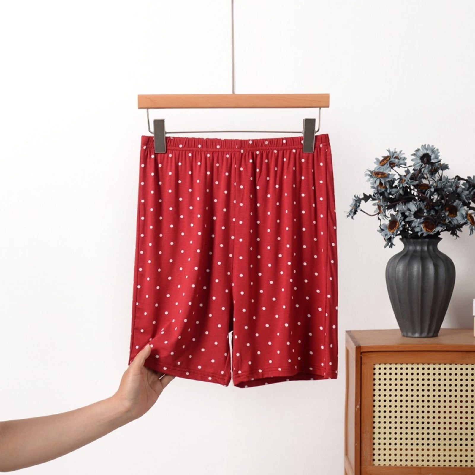 Censtreet Women's Polka Dot Pajama Shorts Elastic High Waist Lounge ...