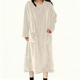 thumbnail image 1 of Censtreet Women's Robe, Long Flannel Bathrobe with Pockets, Soft Warm Fleece Kimono House Coat, 1 of 8