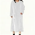 thumbnail image 1 of Censtreet Women's Robe, Long Flannel Bathrobe with Pockets, Soft Warm Fleece Kimono House Coat, 1 of 8