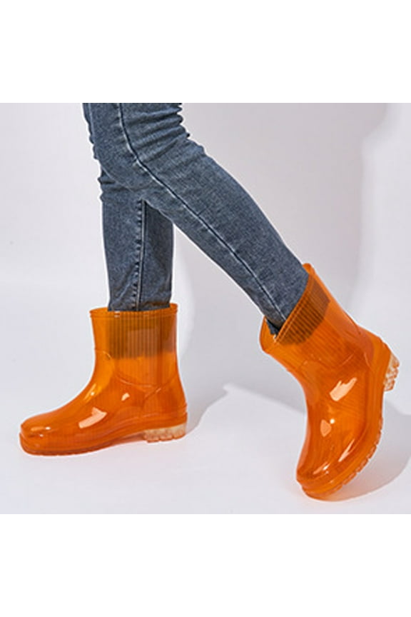 Women's Short Rain Boots Waterproof Slip On Ankle Chelsea Booties