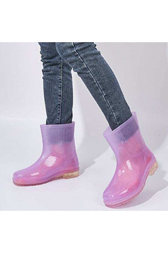 Women's Short Rain Boots Waterproof Slip On Ankle Chelsea Booties
