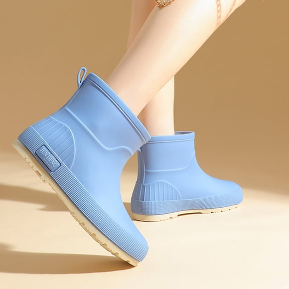 Censtreet Women's Short-Top Waterproof And Outdoor Fall And Winter Comfortable Height-Increasing Heel Rain Boots