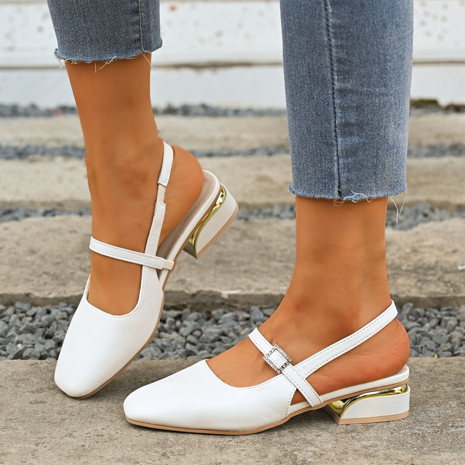 women's dress pumps Women Pointed Toe 4 inch High Heels Wedding Party Office Pump Shoes toe shoes with front zipper closure and rubber sole Censtreet Women's Slingback Chunky Low
