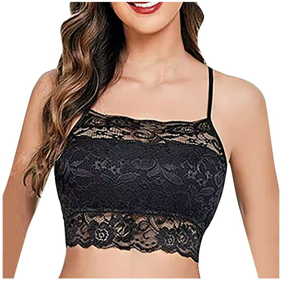 Censtreet Women's Solid Lace Wrapped Chest Bra,Backless-thin Bra with Padding,Breathable Daily Underwear for Women