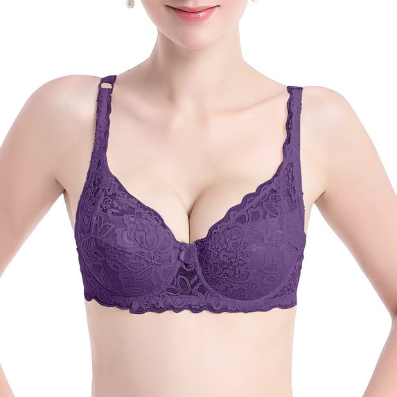 Censtreet Women's Steel Ring Gathering Bra,Ventilate Daily Underwear,Comfort Solid Color Bra