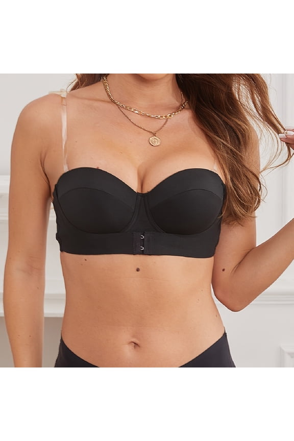 Women's Strapless Front Closure Bra One Piece Comfort Wireless Bottom Plus Size Bras