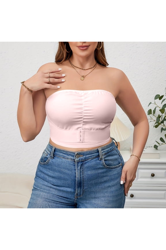 Women's Strapless Front Closure Bra One Piece Comfort Wireless Bottom Plus Size Bras