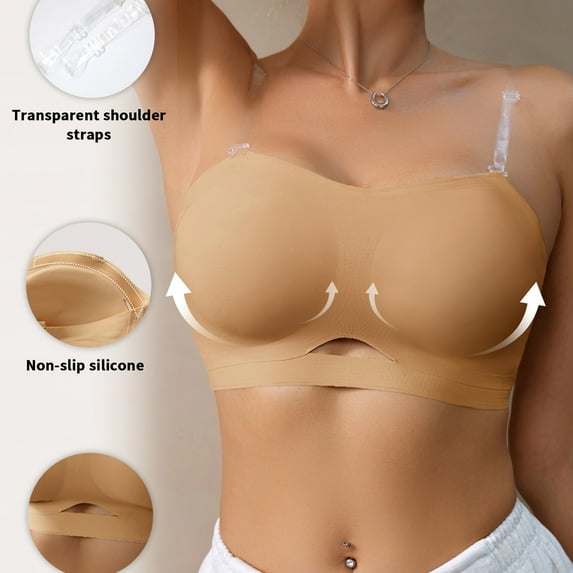 Censtreet Women's Strapless Front Closure Bra One Piece Comfort Wireless Bottom Plus Size Bras