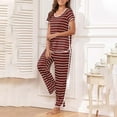 thumbnail image 1 of Censtreet Women's Striped Pajamas Suit for Women,Soft Two-Piece Short-Sleeved Sleepwear,Side-Slit Casual Nightwear Pjs Suit, 1 of 8