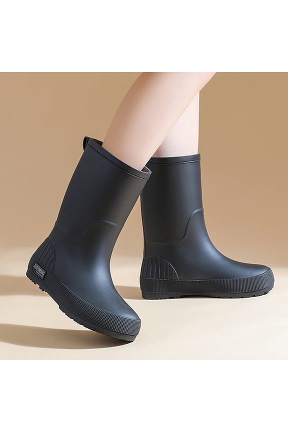 Women's Waterproof Trendy Outdoor Fall Winter Height-Increasing Heel Mid-Calf Rain Boots