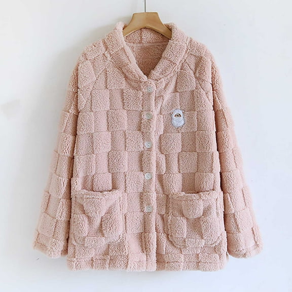 Censtreet Women's Winter Pajama Sets with Pockets, Long Sleeves Button Front Warm Pajamas Winter Sleepwear